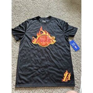 Ultra Game Los Angelos LA Lakers Flames NBA Men’s Black Shirt Sports Size Large